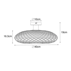 Oosterse plafondlamp zwart bamboe 40 cm - Ostrava