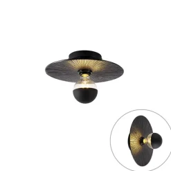 Oosterse plafondlamp zwart rond - Konge