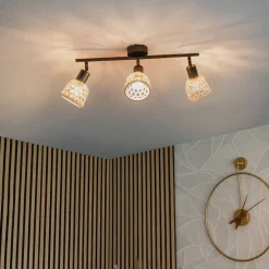 Oosterse spot zwart met bamboe 3-lichts - Rayan