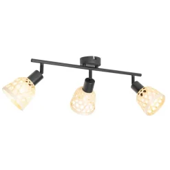 Oosterse spot zwart met bamboe 3-lichts - Rayan