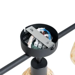 Oosterse spot zwart met bamboe 3-lichts - Rayan