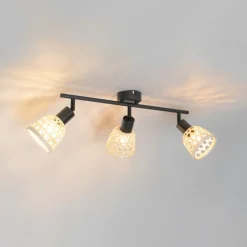 Oosterse spot zwart met bamboe 3-lichts - Rayan