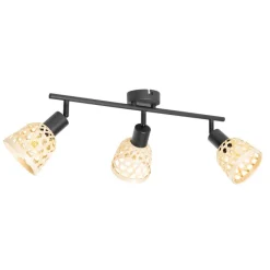 Oosterse spot zwart met bamboe 3-lichts - Rayan