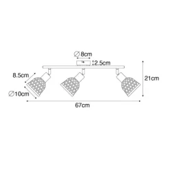 Oosterse spot zwart met bamboe 3-lichts - Rayan
