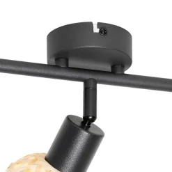 Oosterse spot zwart met bamboe 3-lichts - Rayan