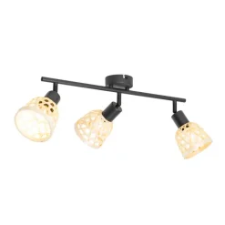 Oosterse spot zwart met bamboe 3-lichts - Rayan