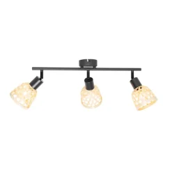 Oosterse spot zwart met bamboe 3-lichts - Rayan