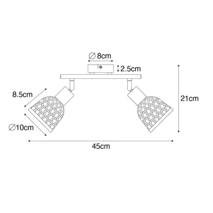 Oosterse spot zwart met bamboe 2-lichts - Rayan