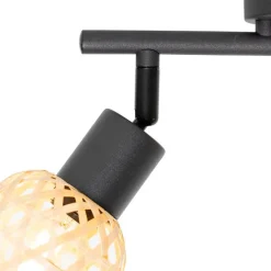 Oosterse spot zwart met bamboe 2-lichts - Rayan