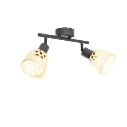 Oosterse spot zwart met bamboe 2-lichts - Rayan