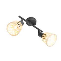 Oosterse spot zwart met bamboe 2-lichts - Rayan