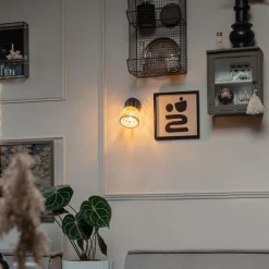 Oosterse spot zwart met bamboe en schakelaar - Rayan