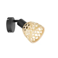 Oosterse spot zwart met bamboe en schakelaar - Rayan