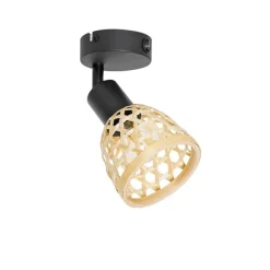 Oosterse spot zwart met bamboe en schakelaar - Rayan