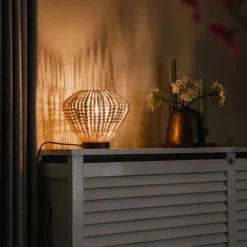 Oosterse tafellamp beige met kralen - Moti