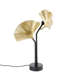 Oosterse tafellamp messing met zwart 2-lichts - Louka