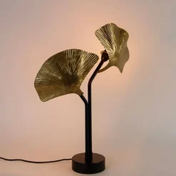 Oosterse tafellamp messing met zwart 2-lichts - Louka