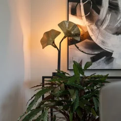 Oosterse tafellamp messing met zwart 2-lichts - Louka