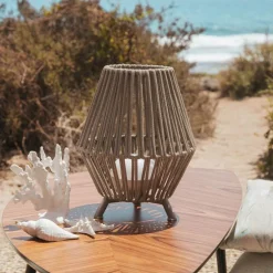 Oosterse tafellamp touw incl. LED dimbaar oplaadbaar - Contra