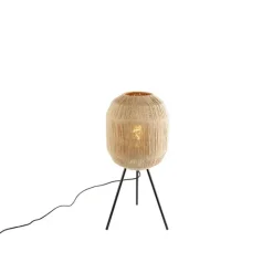 Oosterse tafellamp zwart met jute touw - Riki