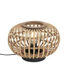 Oosterse tafellamp zwart met bamboe - Amira