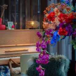 Oosterse tafellamp zwart met bamboe - Amira