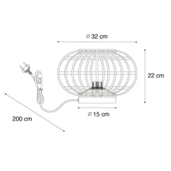 Oosterse tafellamp zwart met bamboe - Amira