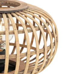 Oosterse tafellamp zwart met bamboe - Amira