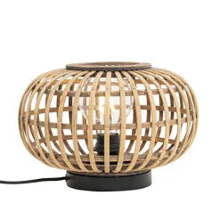 Oosterse tafellamp zwart met bamboe - Amira