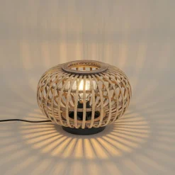 Oosterse tafellamp zwart met bamboe - Amira