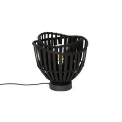 Oosterse tafellamp zwart bamboe 25cm - Pua