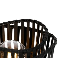 Oosterse tafellamp zwart bamboe 25cm - Pua