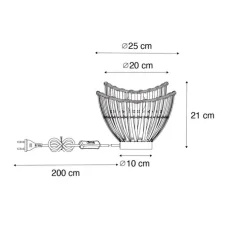 Oosterse tafellamp zwart bamboe 25cm - Pua