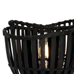 Oosterse tafellamp zwart bamboe 25cm - Pua