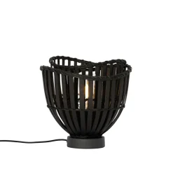 Oosterse tafellamp zwart bamboe 25cm - Pua