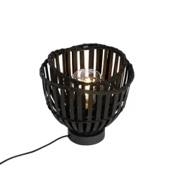 Oosterse tafellamp zwart bamboe 25cm - Pua