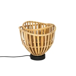 Oosterse tafellamp zwart met naturel bamboe - Pua