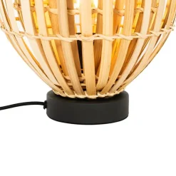 Oosterse tafellamp zwart met naturel bamboe - Pua