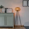 Oosterse tripod vloerlamp bamboe - Amira