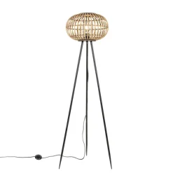 Oosterse tripod vloerlamp bamboe - Amira