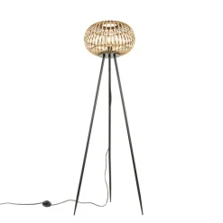 Oosterse tripod vloerlamp bamboe - Amira