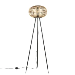 Oosterse tripod vloerlamp bamboe - Amira