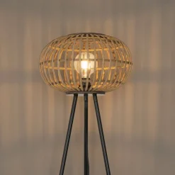 Oosterse tripod vloerlamp bamboe - Amira