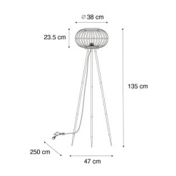 Oosterse tripod vloerlamp bamboe - Amira