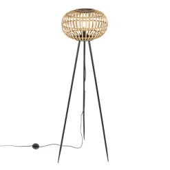 Oosterse tripod vloerlamp bamboe - Amira