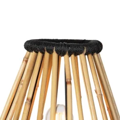 Oosterse tripod vloerlamp bamboe met zwart - Evalin