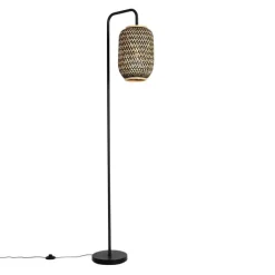 Oosterse vloerlamp bamboe met zwart - Yvonne
