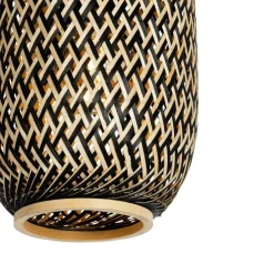 Oosterse vloerlamp bamboe met zwart - Yvonne