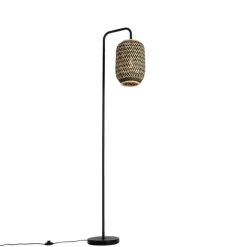 Oosterse vloerlamp bamboe met zwart - Yvonne