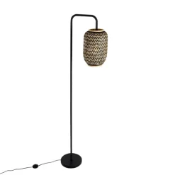 Oosterse vloerlamp bamboe met zwart - Yvonne